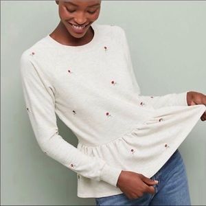 Anthropologie t.la rose embroidered peplum